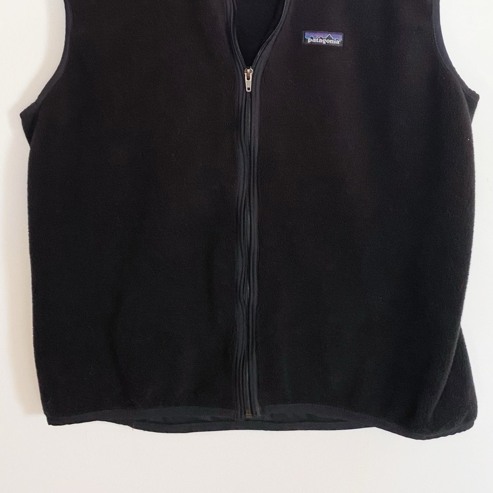 Vtg 90s PATAGONIA fleece Vest Black full zip Womens size XL - Picture 3 of 10